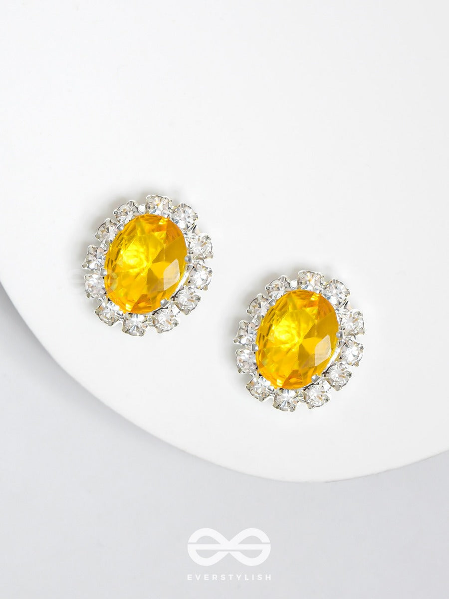 Shimmer And Shine - Silver And Yellow Embellished Stud Earrings