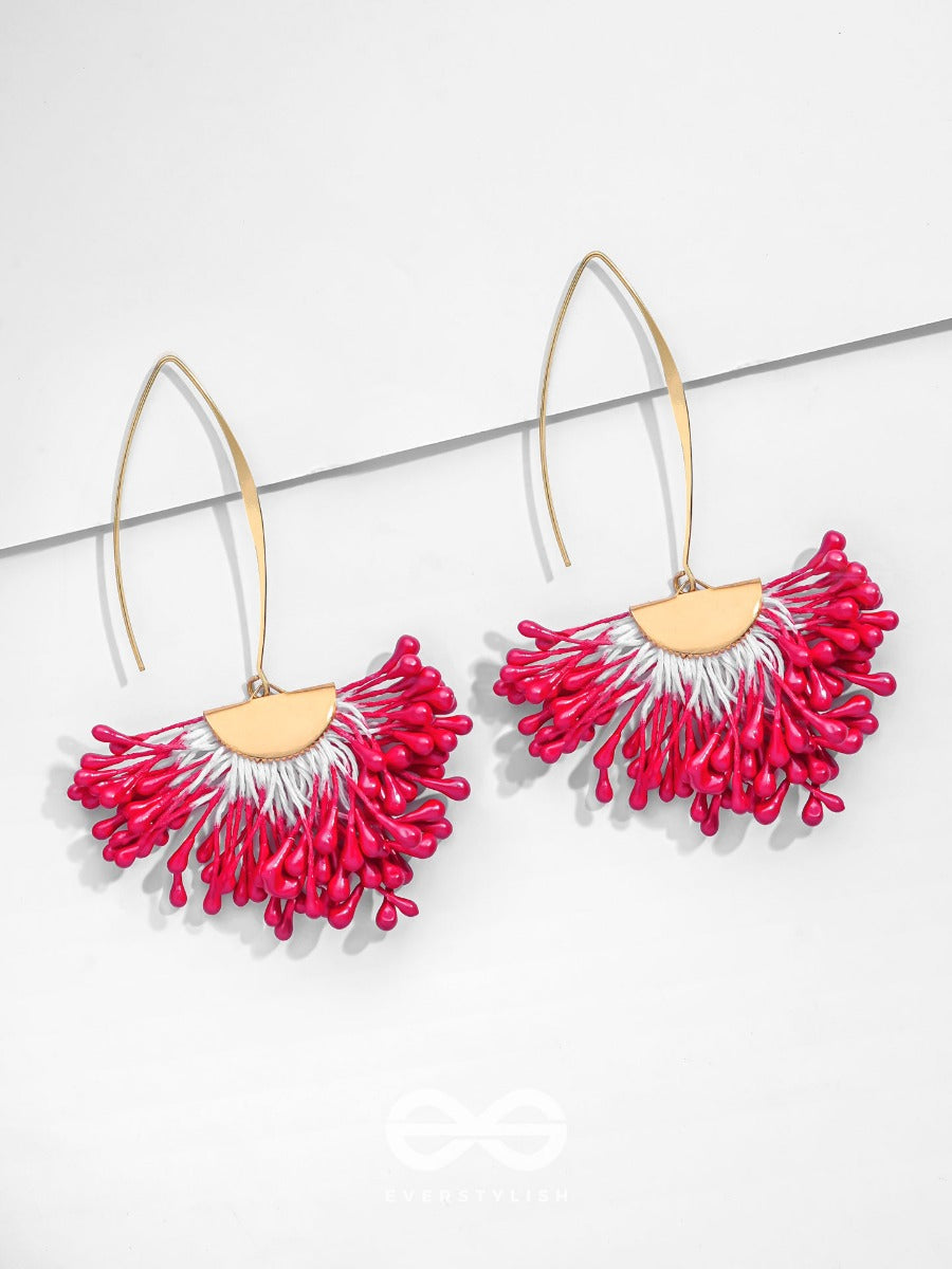 Free Spirit Symphony - Golden Embellished Earrings (Red)