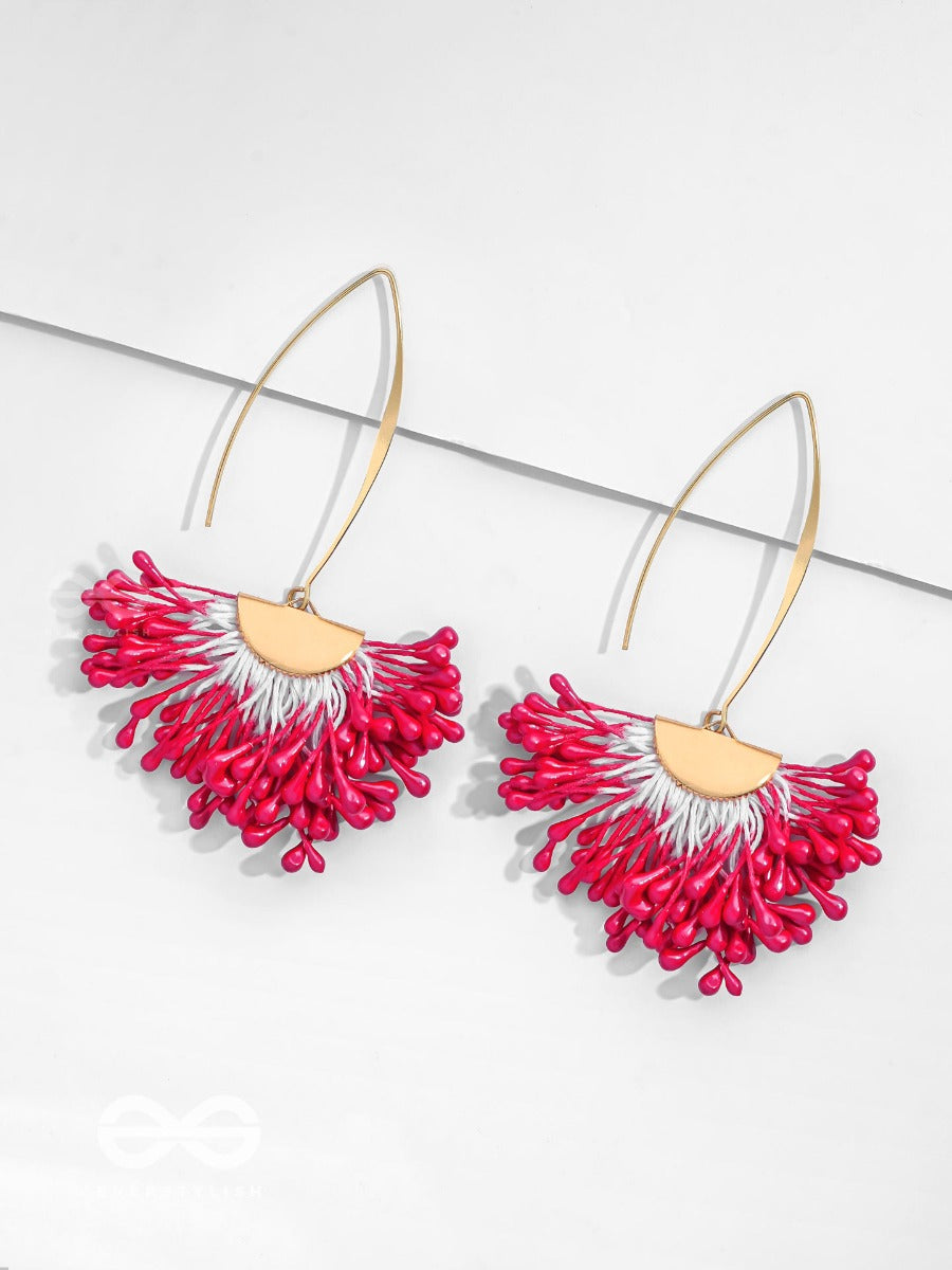 Free Spirit Symphony - Golden Embellished Earrings (Red)