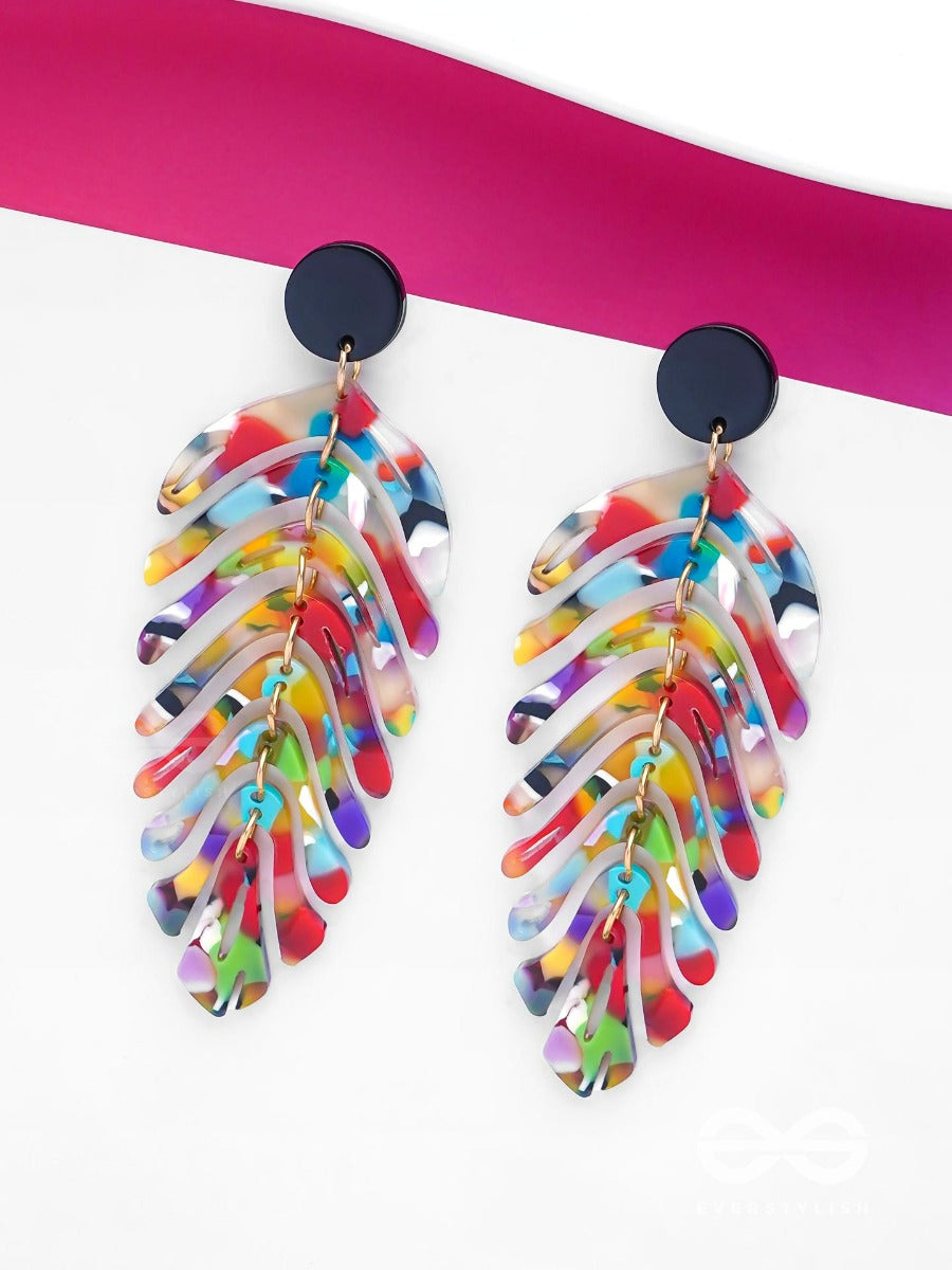 The Tropical Leaflets - Multicolor Acrylic Earrings