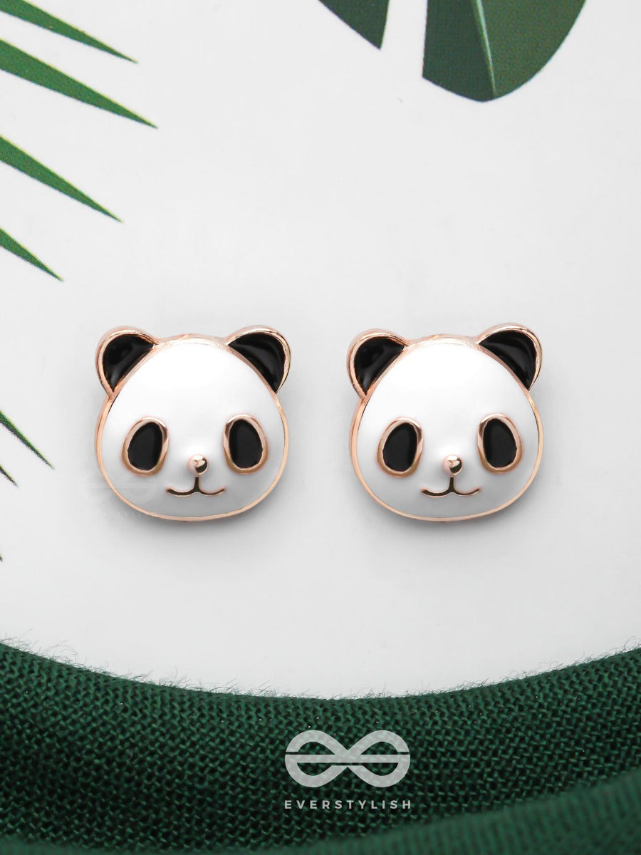 Cheeky Panda - Golden Embellished Stud Earrings
