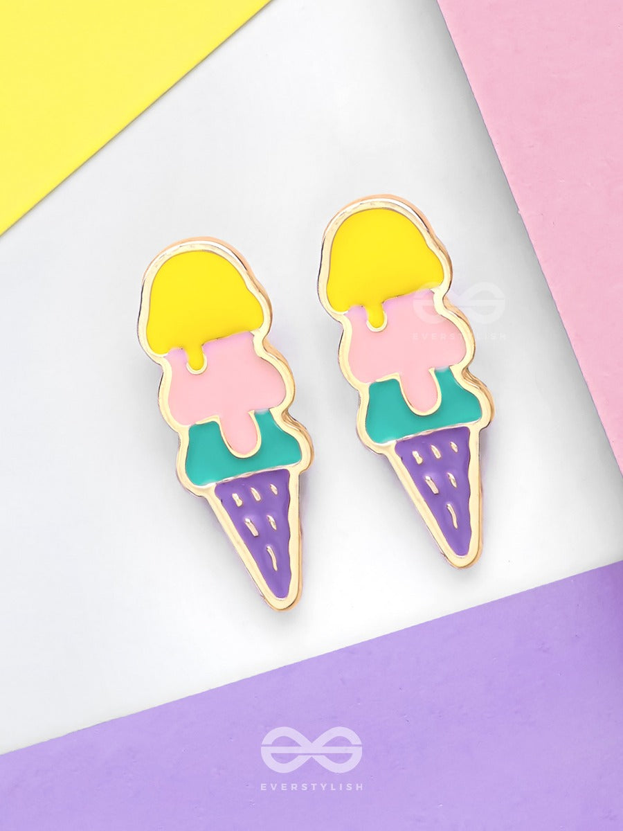 Scoop 'N Sparkle - Golden Embellished Stud Earrings