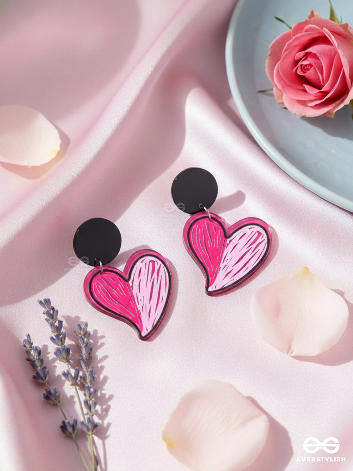 Rosy Retro Romance - Casual Acrylic Earrings