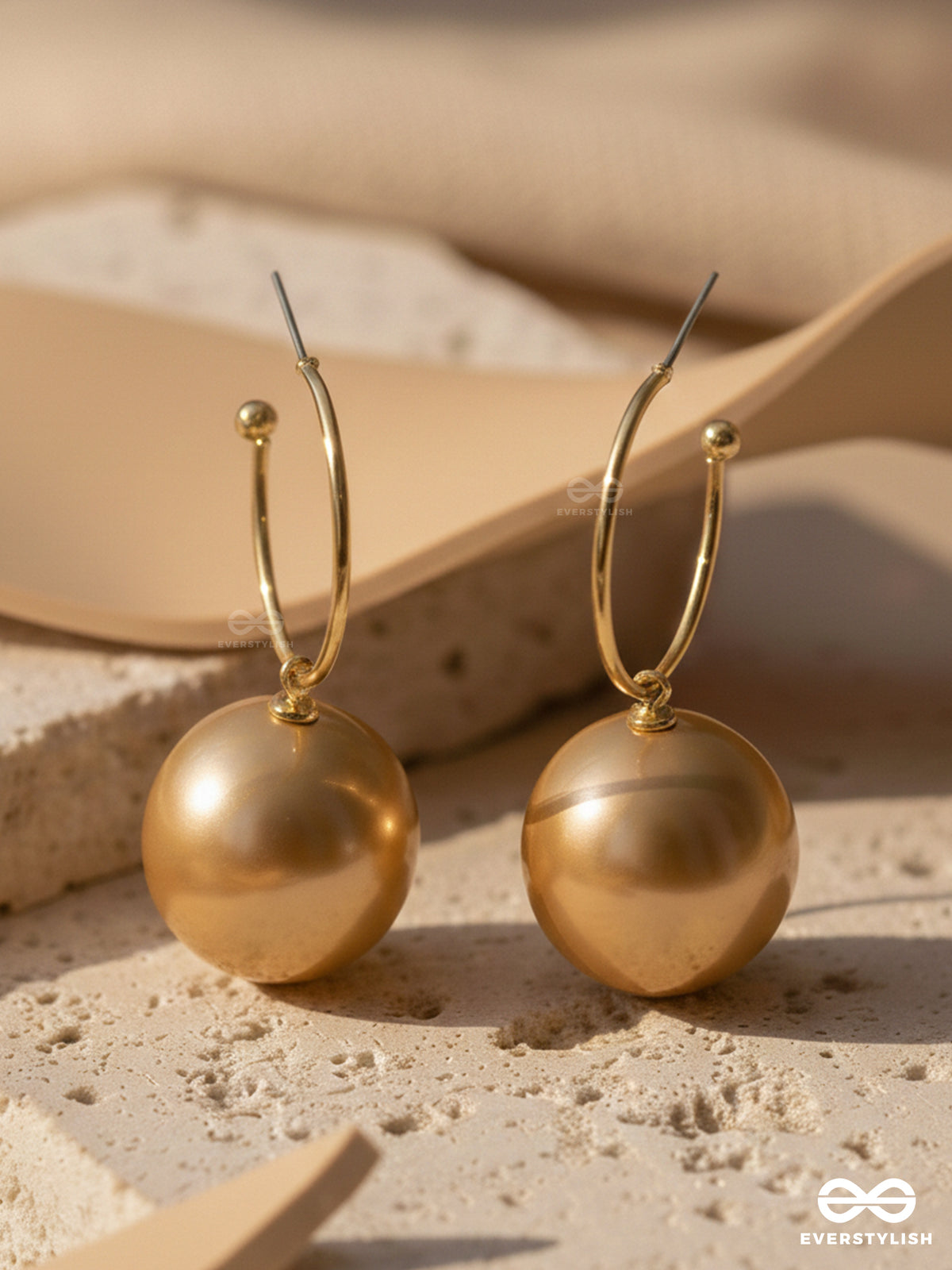 Jingle Bell Radiance - Golden Embellished Pearl Earrings