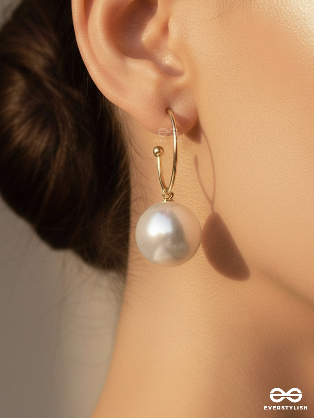 Jingle Bell Radiance - Golden And White Embellished Pearl Earrings