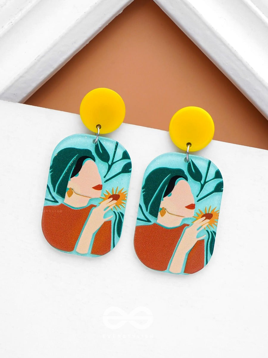 The Sunflower Muse - Statement Acrylic Earrings