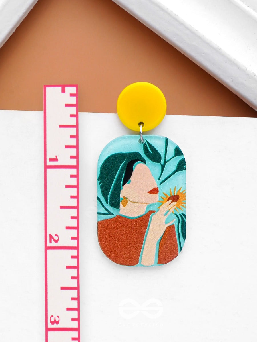 The Sunflower Muse - Statement Acrylic Earrings