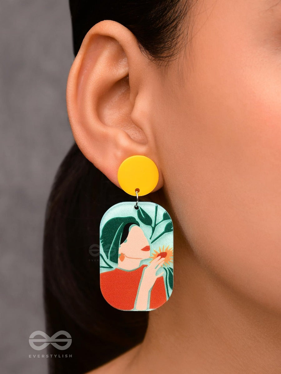 The Sunflower Muse - Statement Acrylic Earrings