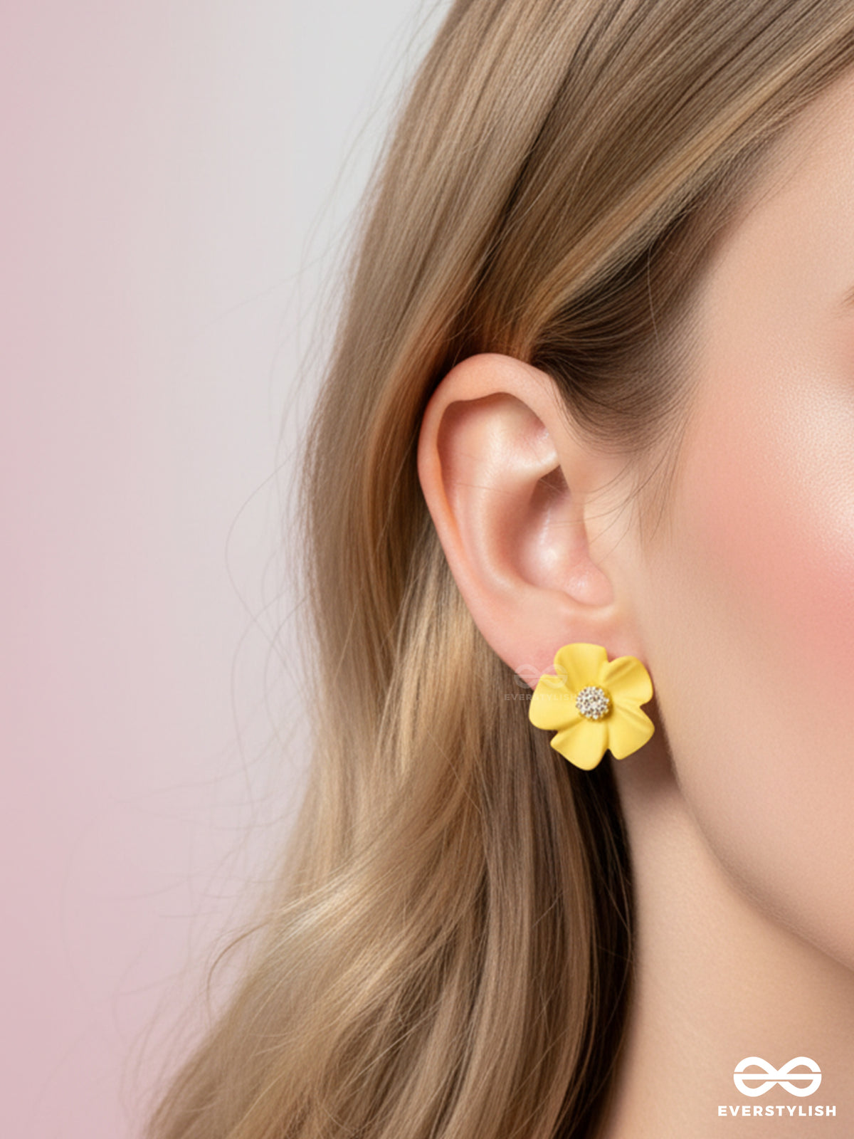 The Blossom Ballad - Golden And Yellow Acrylic Stud Earrings