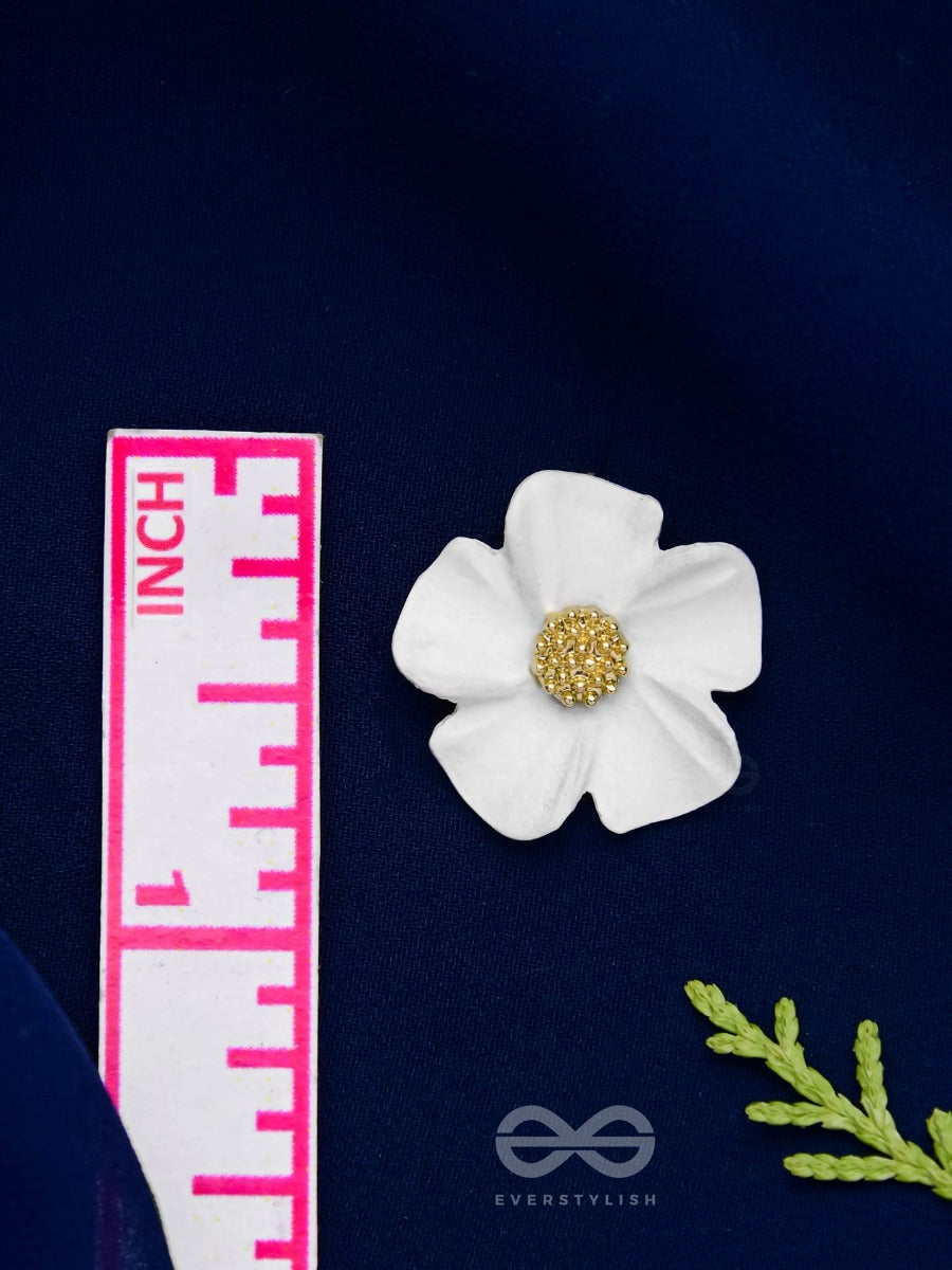 The Blossom Ballad - Golden And White Acrylic Stud Earrings