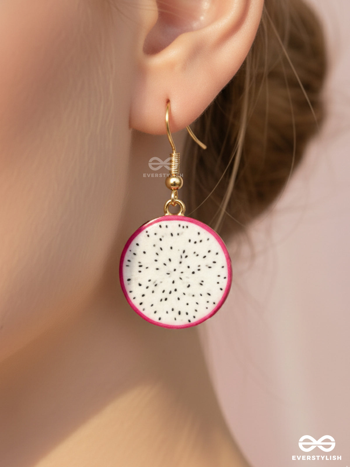 The Dragonfruit Delicacy - Golden Embelished Earrings