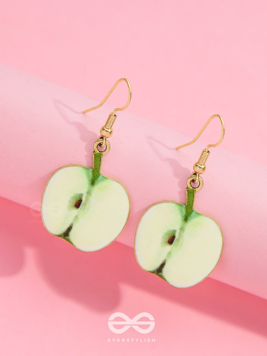 Sweet Apple Serenade - Golden Embelished Earrings