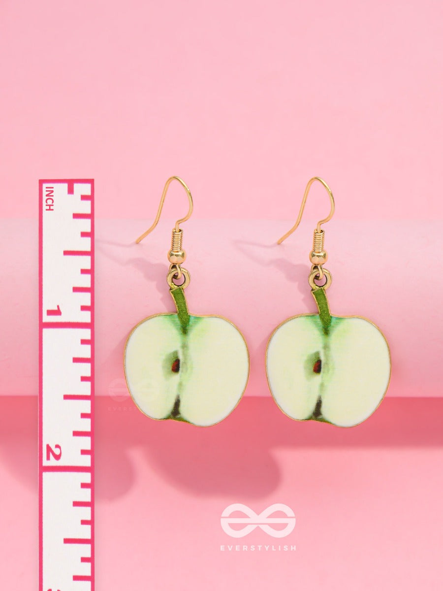 Sweet Apple Serenade - Golden Embelished Earrings