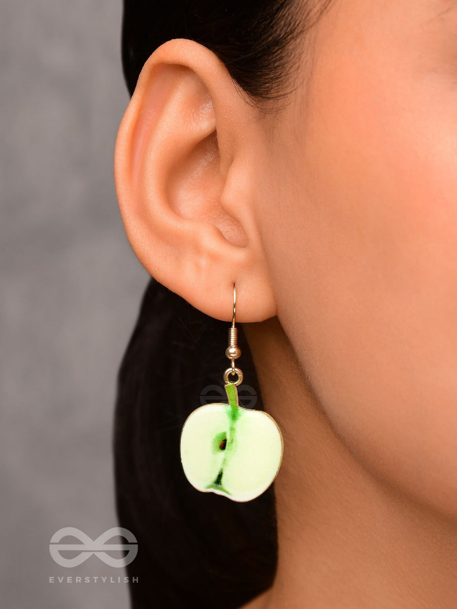 Sweet Apple Serenade - Golden Embelished Earrings