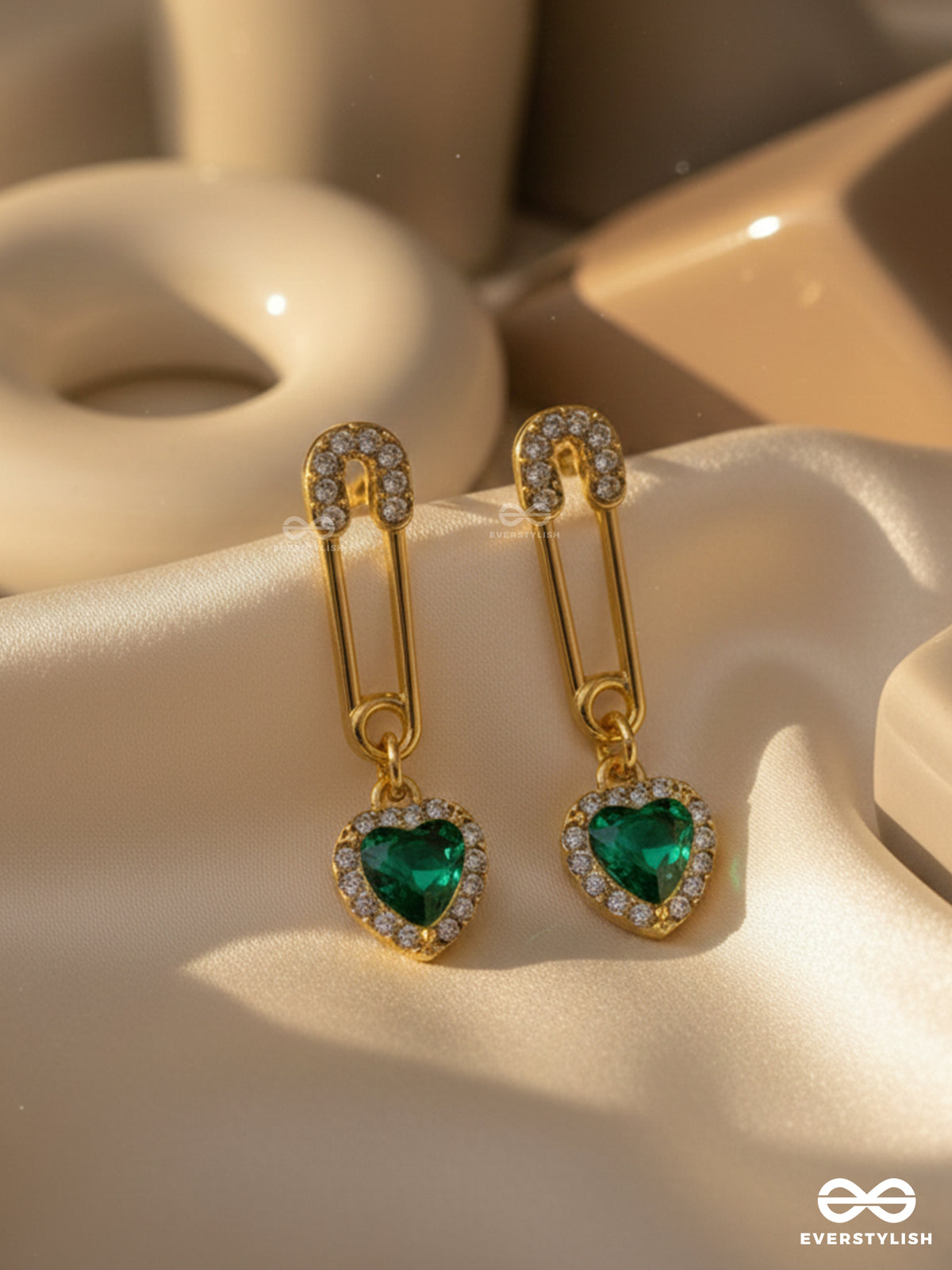 Safely In Love - Golden Embellished Earrings