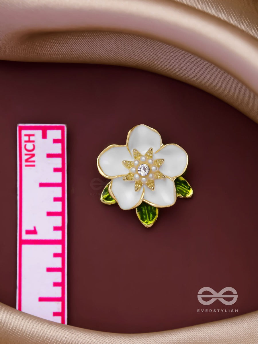 Snowy Blossoms - Golden Embellished Stud Earrings