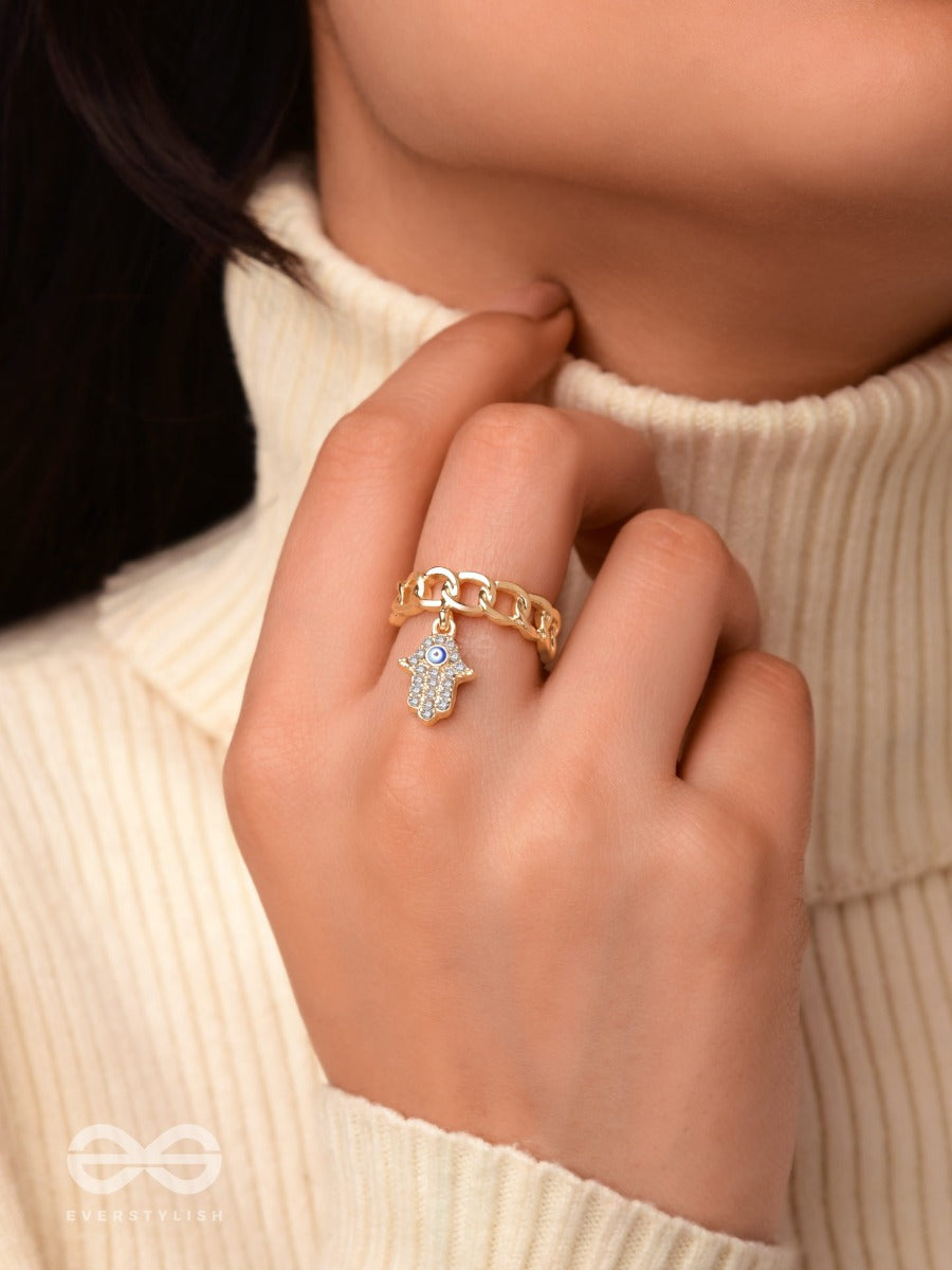 Gentle Spirits - Golden Embellished Charm Ring (Adjustable)