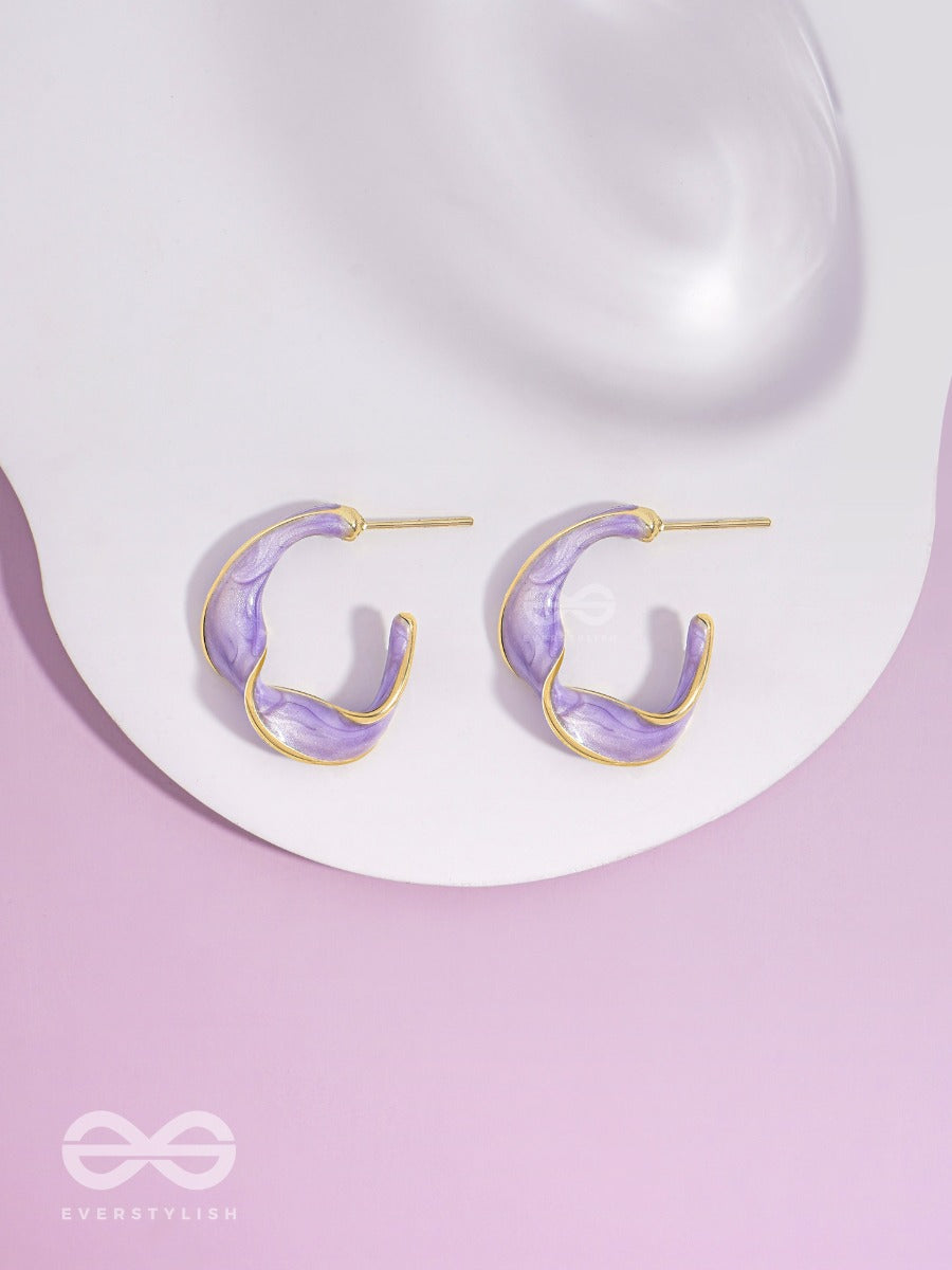 Ebb And Flow - Enamelled Twisted Studs (Purple)