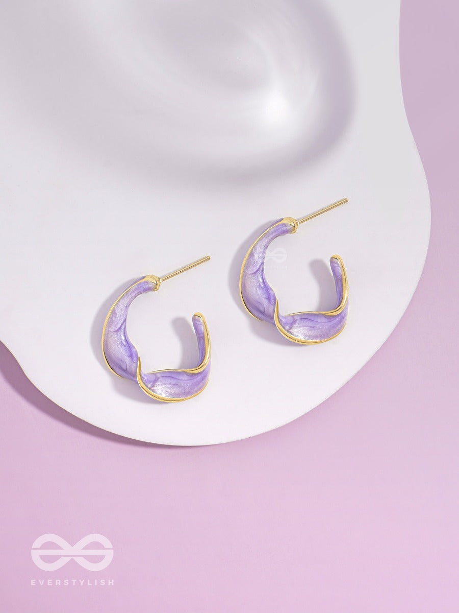 Ebb And Flow - Enamelled Twisted Studs (Purple)