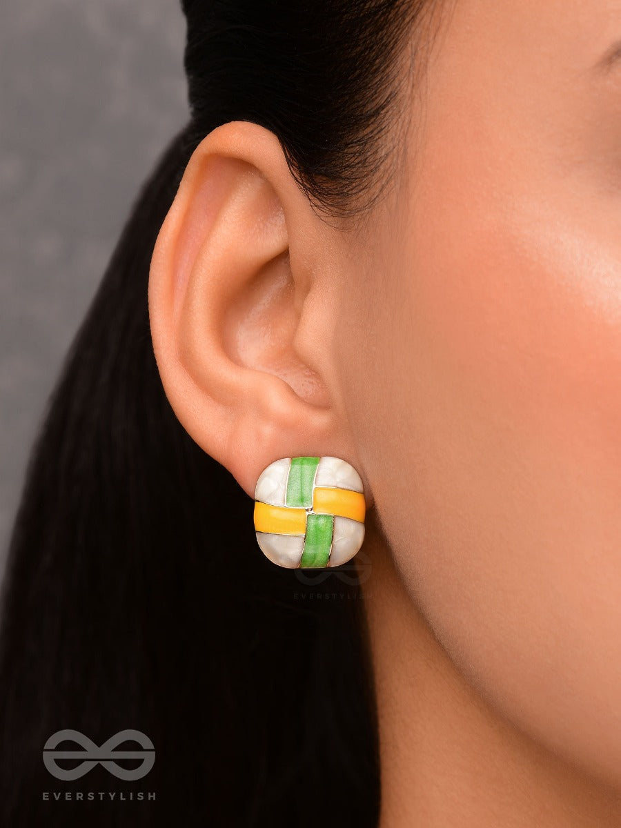 Geometric Puzzles - Enamelled Stud Earrings