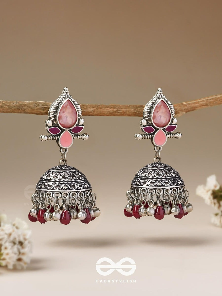 The Shades Of Love - Enamelled Oxidised Jhumka Earrings