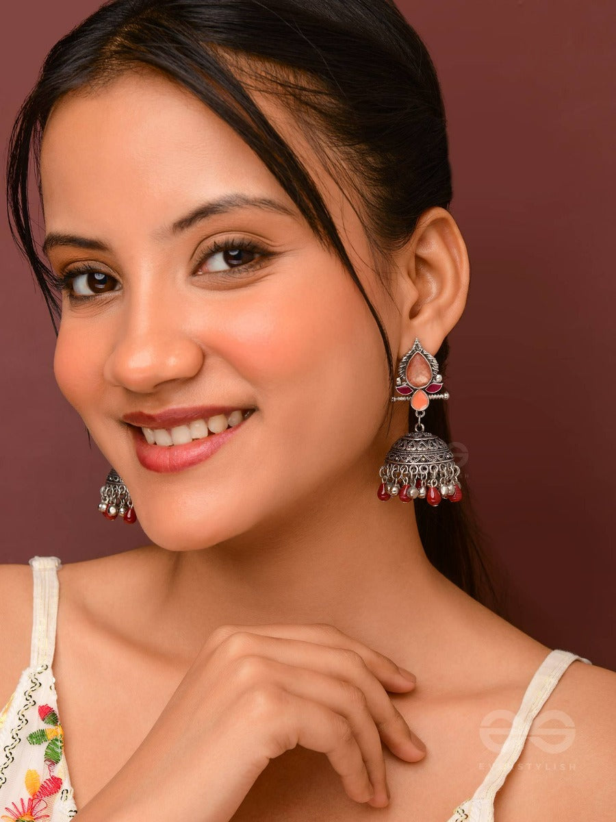 The Shades Of Love - Enamelled Oxidised Jhumka Earrings