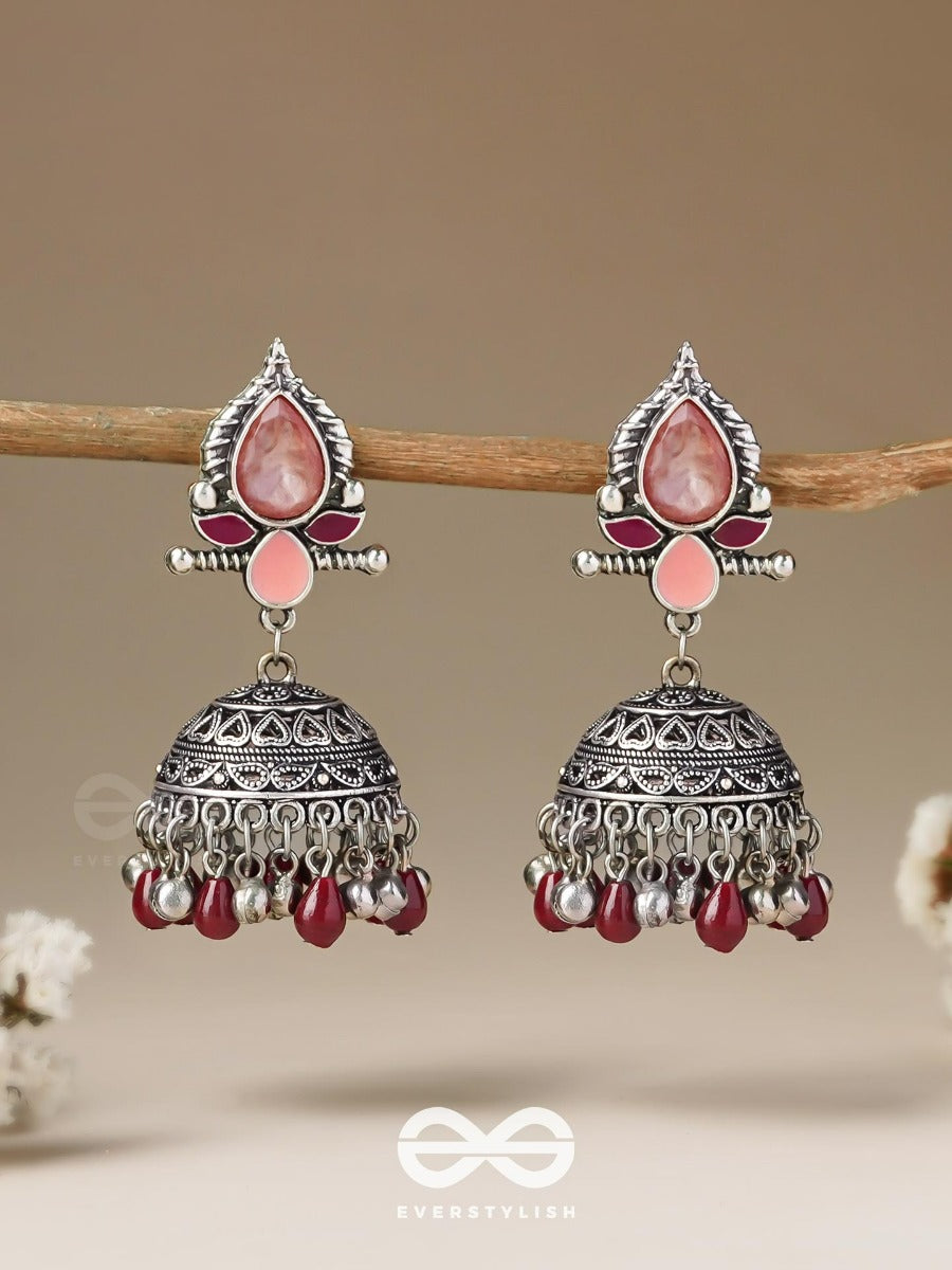 The Shades Of Love - Enamelled Oxidised Jhumka Earrings