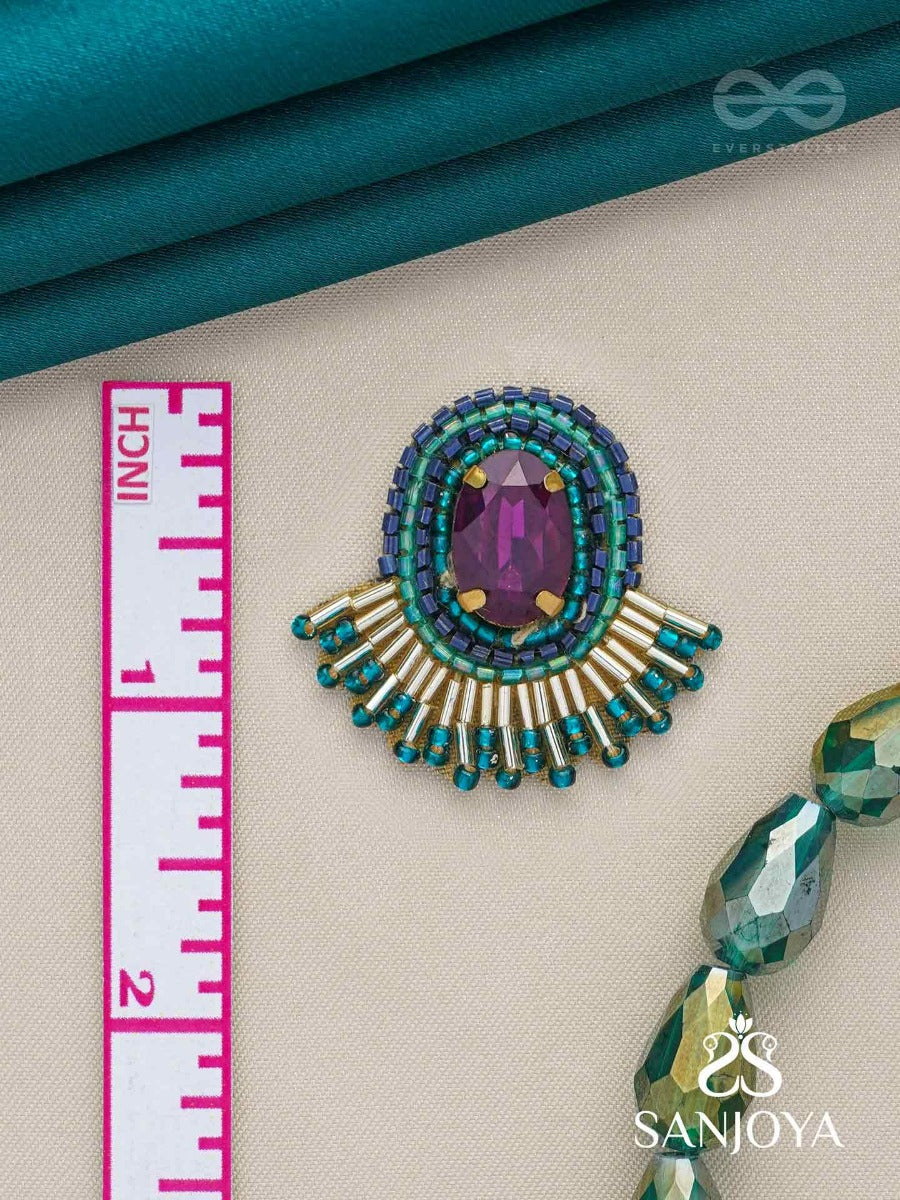 Abdimat -The Twilight Radiance - Stone And Cutdana Hand Embroidered Earrings