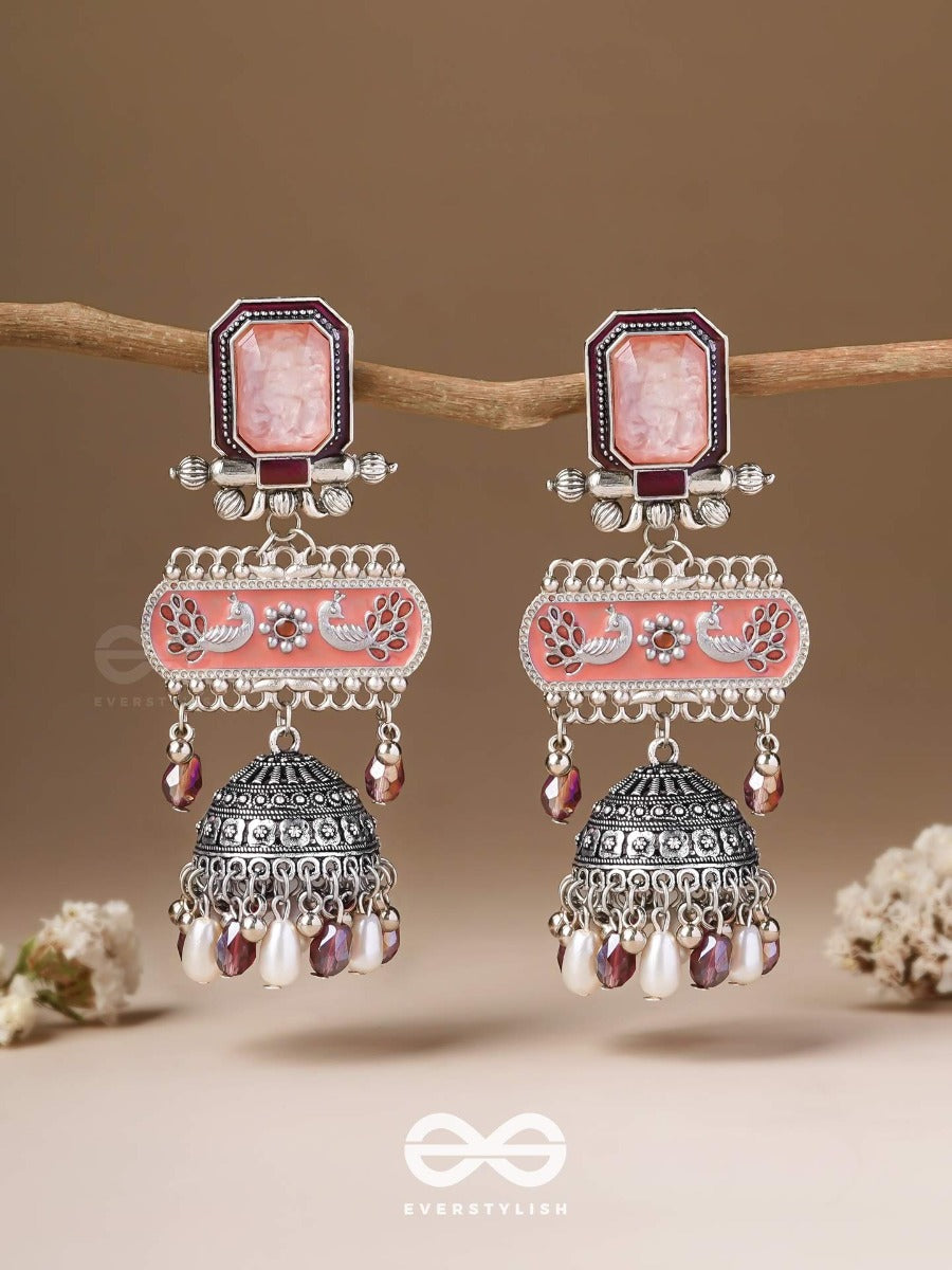 The Rosewood Nostalgia- Enamelled Oxidised Jodhpuri Jhumkas
