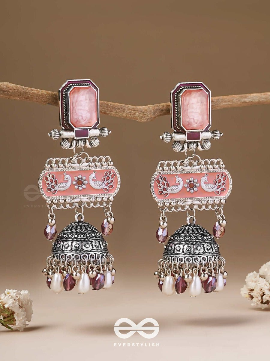 The Rosewood Nostalgia- Enamelled Oxidised Jodhpuri Jhumkas