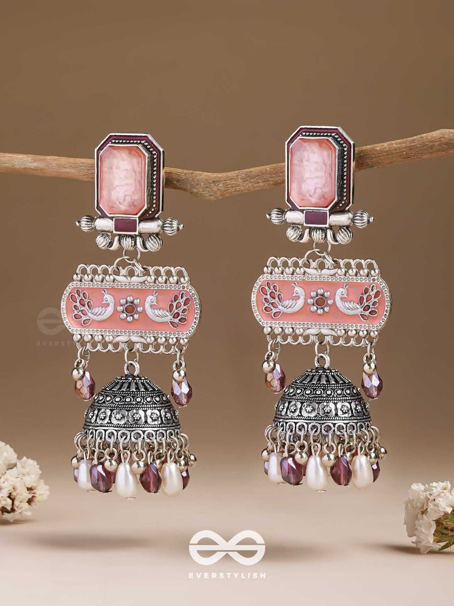 The Rosewood Nostalgia- Enamelled Oxidised Jodhpuri Jhumkas