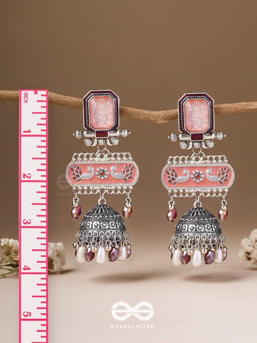 The Rosewood Nostalgia- Enamelled Oxidised Jodhpuri Jhumkas