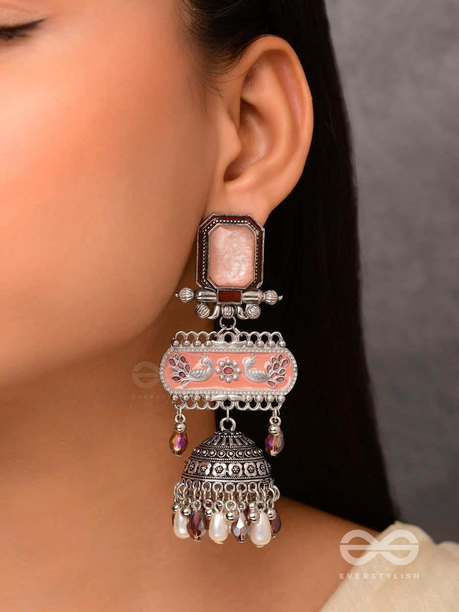 The Rosewood Nostalgia- Enamelled Oxidised Jodhpuri Jhumkas