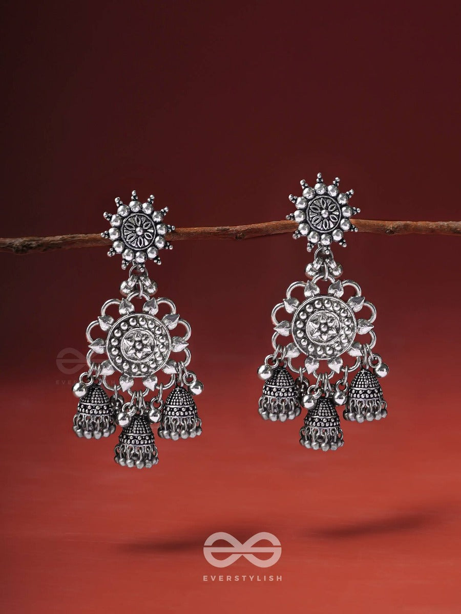 The Moon Flower- Oxidised Earrings