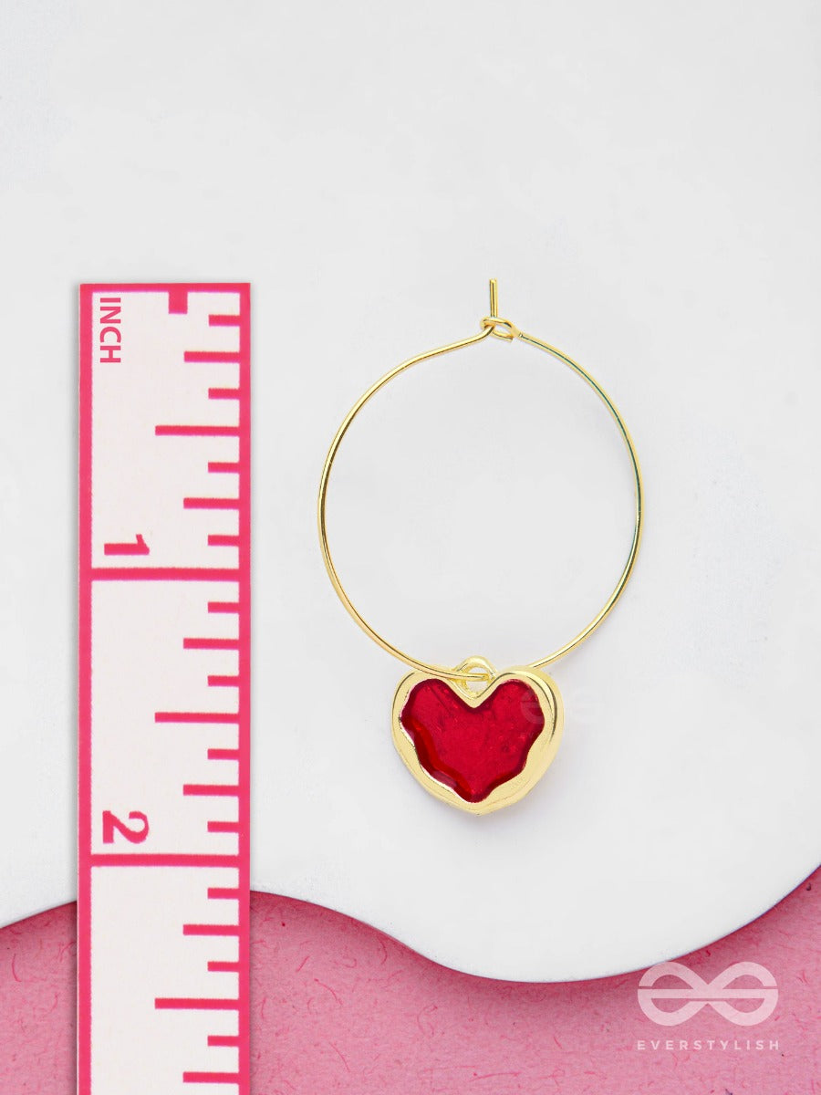 The Heartfelt Embrace - Golden Enamelled Hoops
