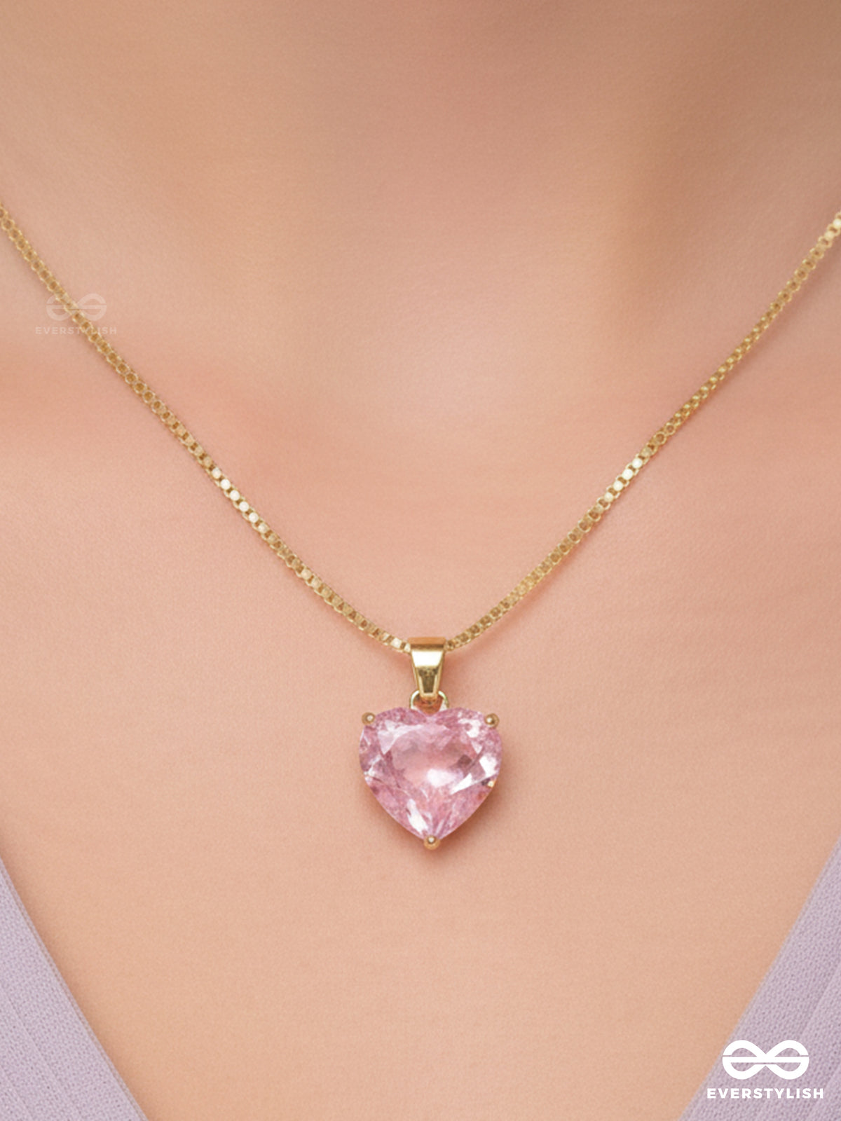 The Crystal Heart - Golden Embellished Neckpiece With Anti-Tarnish Coating