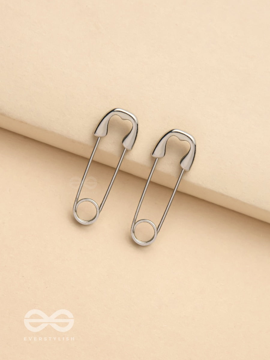 Pin It Up - Statement Silver Earrings