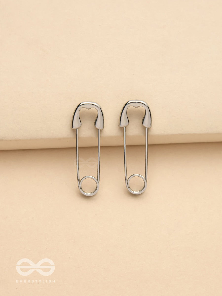 Pin It Up - Statement Silver Earrings