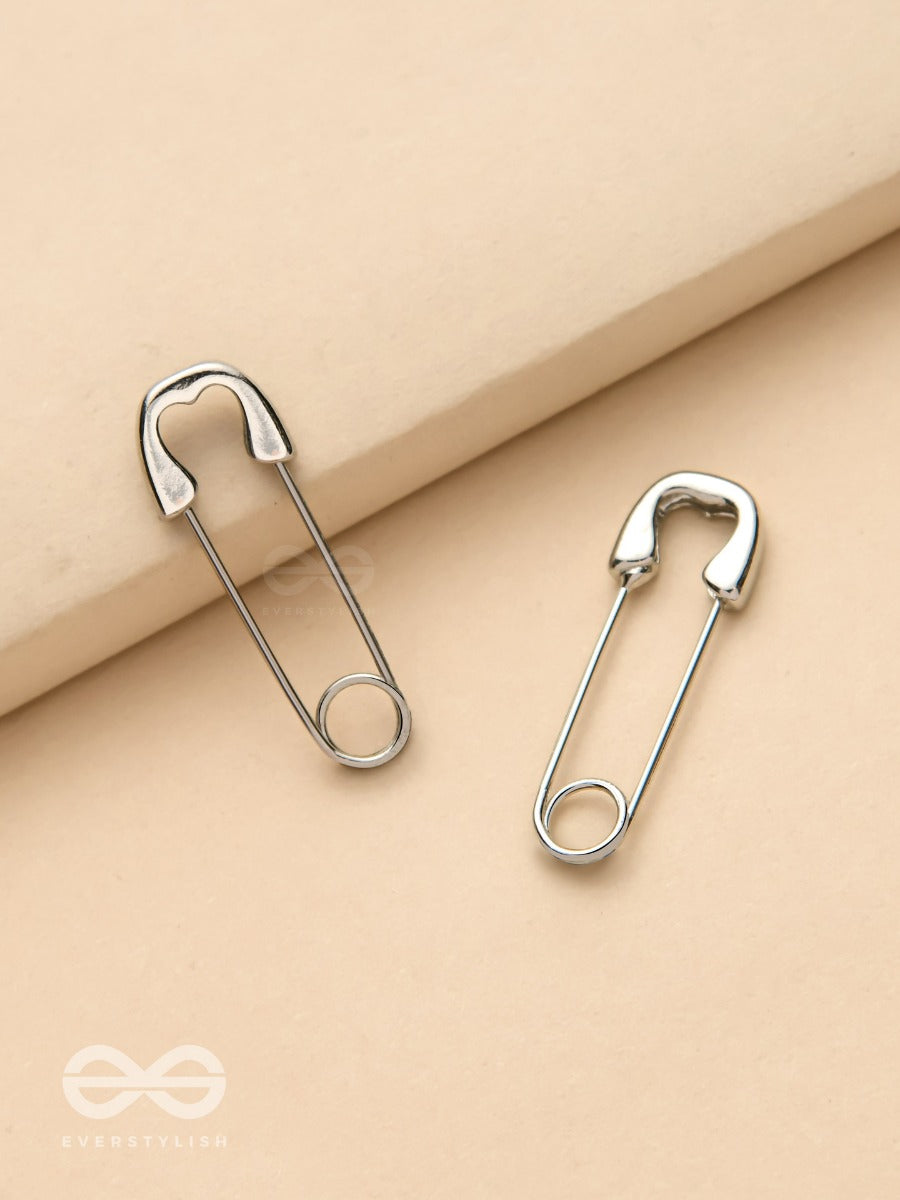 Pin It Up - Statement Silver Earrings