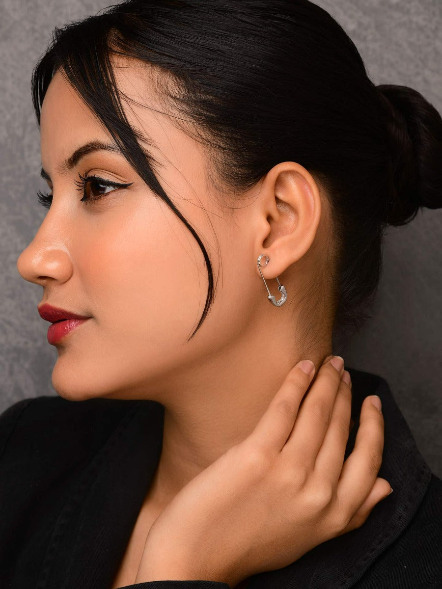 Pin It Up - Statement Silver Earrings