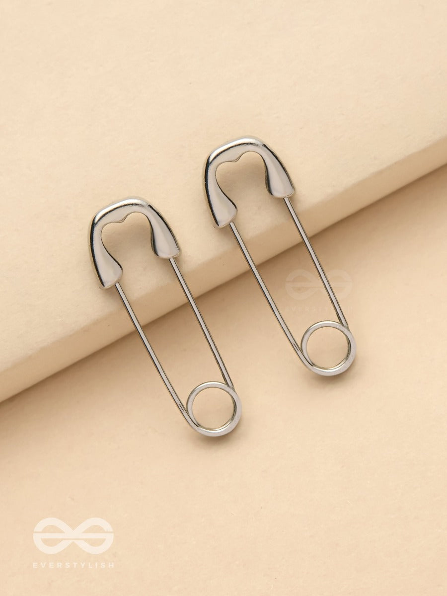 Pin It Up - Statement Silver Earrings