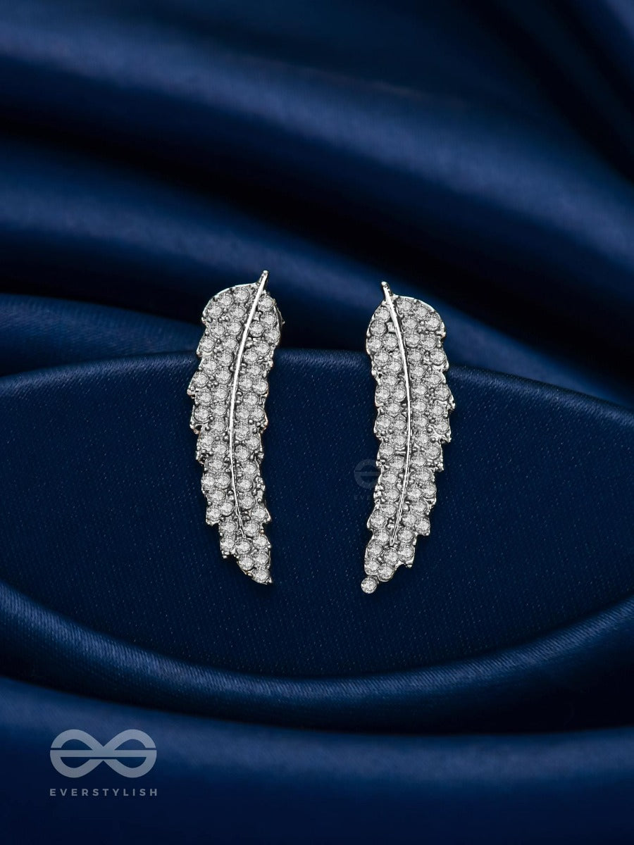 Feathered Finesse- Statement Embellished Earrings