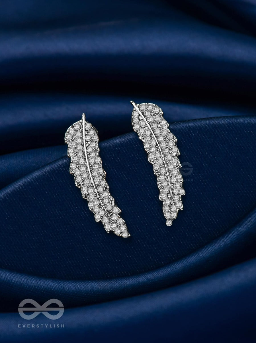 Feathered Finesse- Statement Embellished Earrings