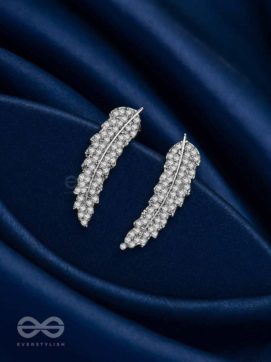 Feathered Finesse- Statement Embellished Earrings