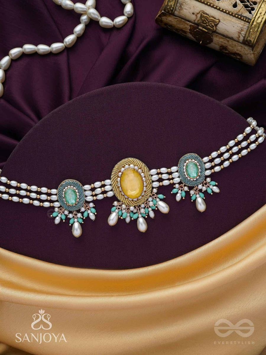 Divitmat - The Heavenly Skies - Stone And Beads Hand Embroidered Neckpiece
