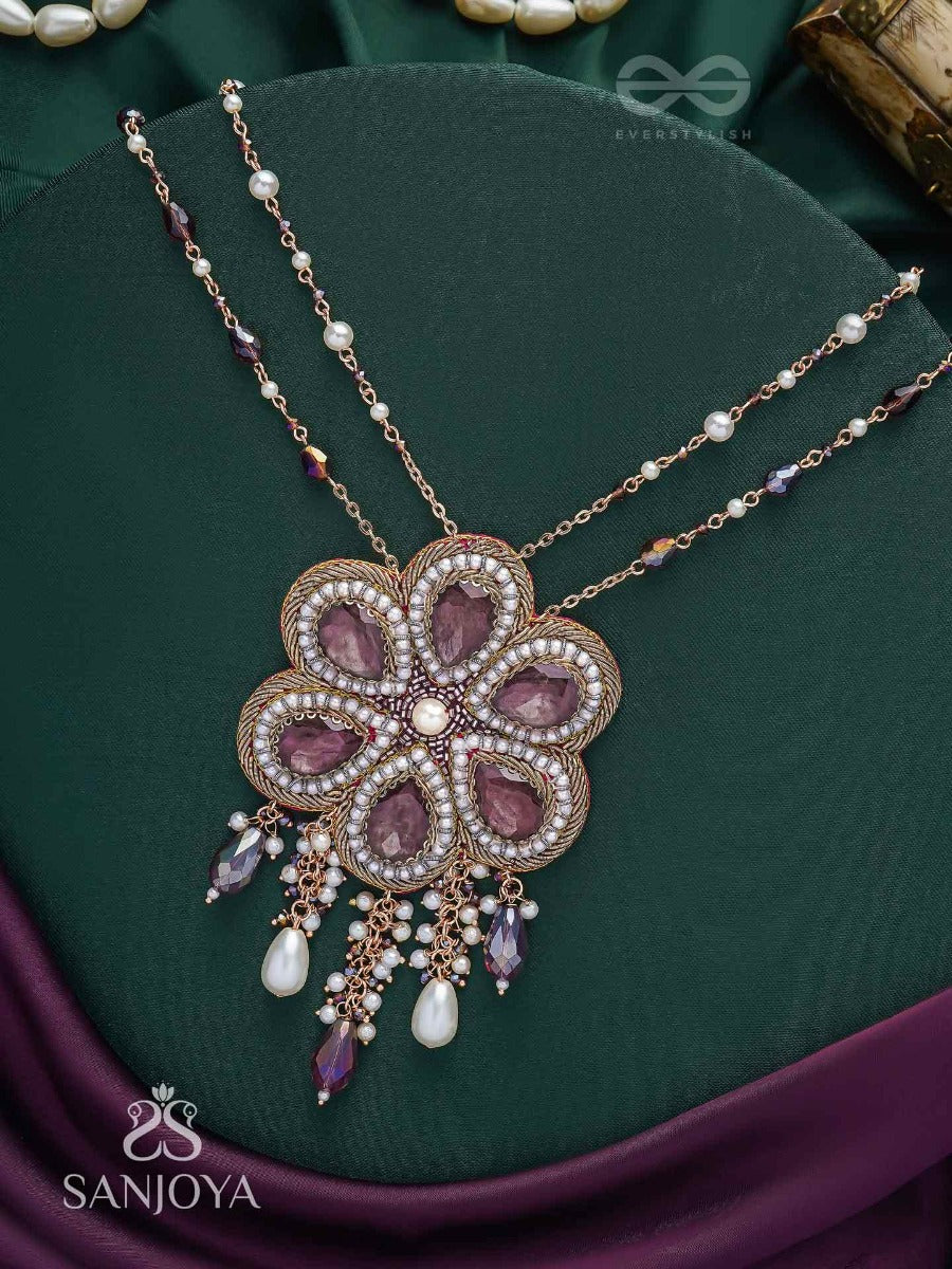 Bahukusumita - The Garden Gala - Stone, Beads And Pearls Hand Embroidered Neckpiece
