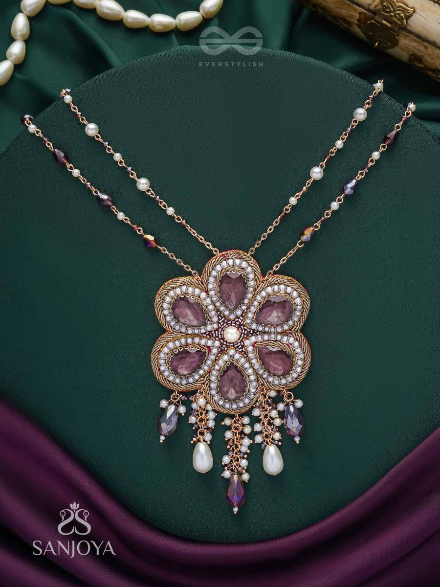 Bahukusumita - The Garden Gala - Stone, Beads And Pearls Hand Embroidered Neckpiece