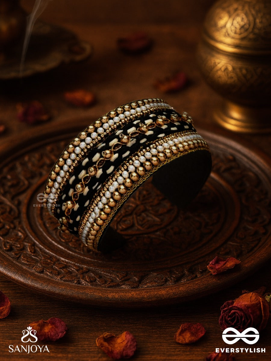 Madhya - In Between Night - Beads And Resham Hand Embroidered Bangle
