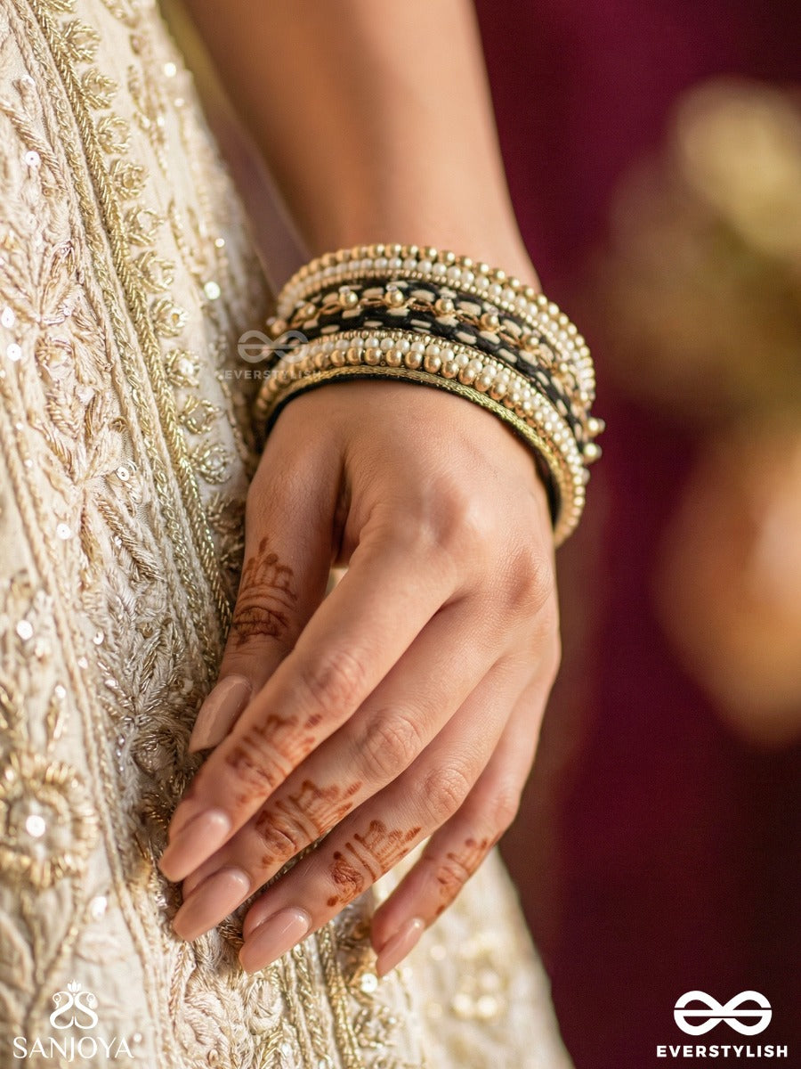 Madhya - In Between Night - Beads And Resham Hand Embroidered Bangle