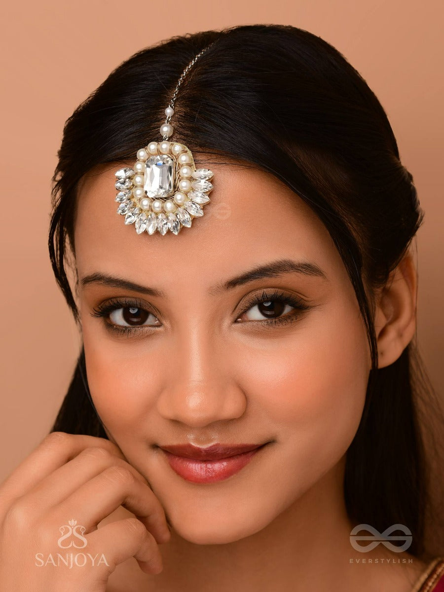 Adrisara - Essence Of Stones - Stones Hand Embroidered Maangtika